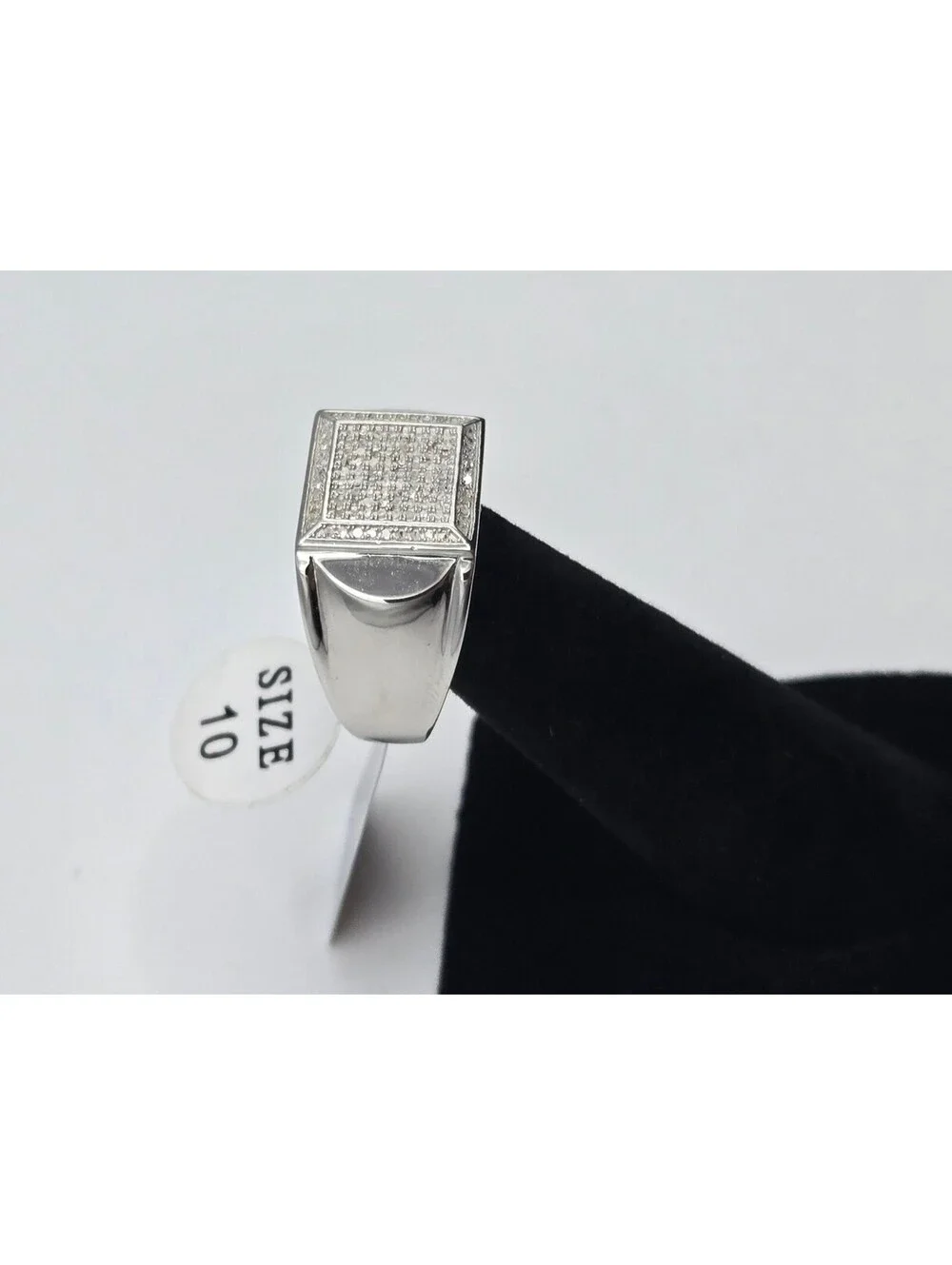 NEW Solid 925 Sterling Lab Diamond .50ctw, Mens Ring Size 10